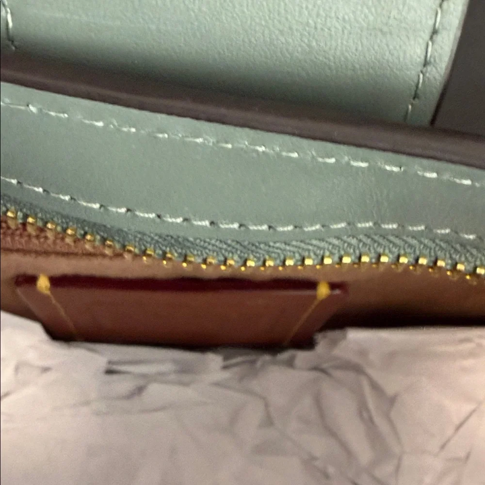 COACH New York Eliza Leather Shoulder Bag w/ Zipper Closure in Sage Green NWT - Picture 8 of 13